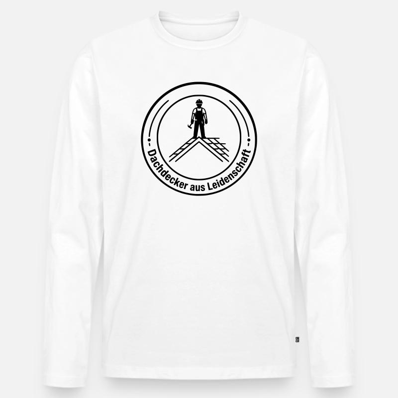 Dachdecker Leidenschaft Badge - Männer Premium Bio Langarmshirt - Weiß
