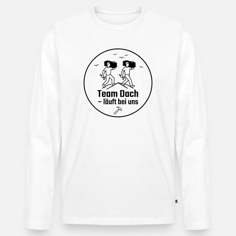 Dachdecker Team Badge - Männer Premium Bio Langarmshirt - Weiß