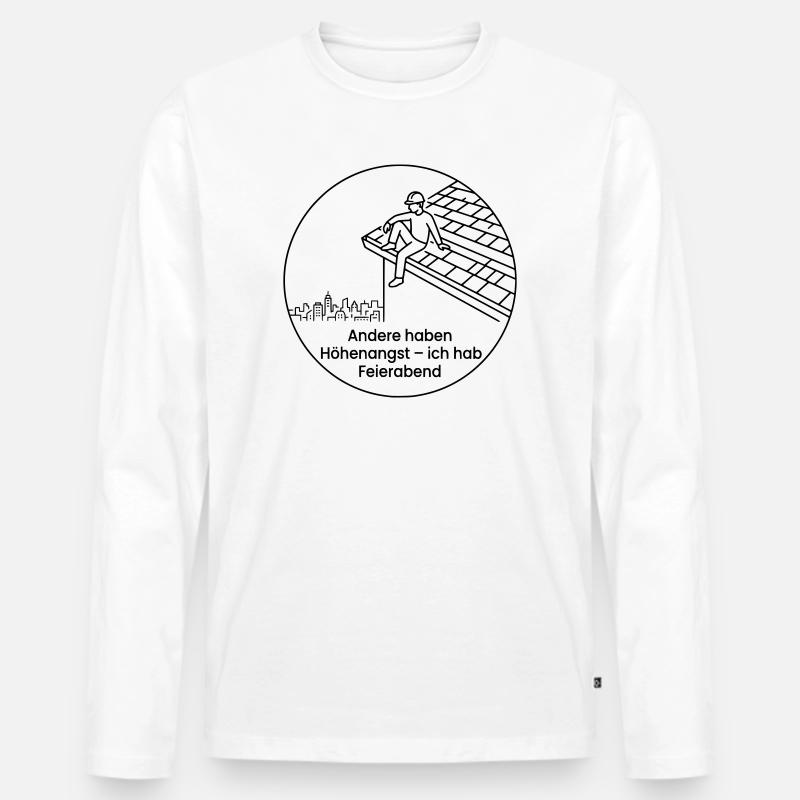 Dachdecker Höhenangst Feierabend - Männer Premium Bio Langarmshirt - Weiß