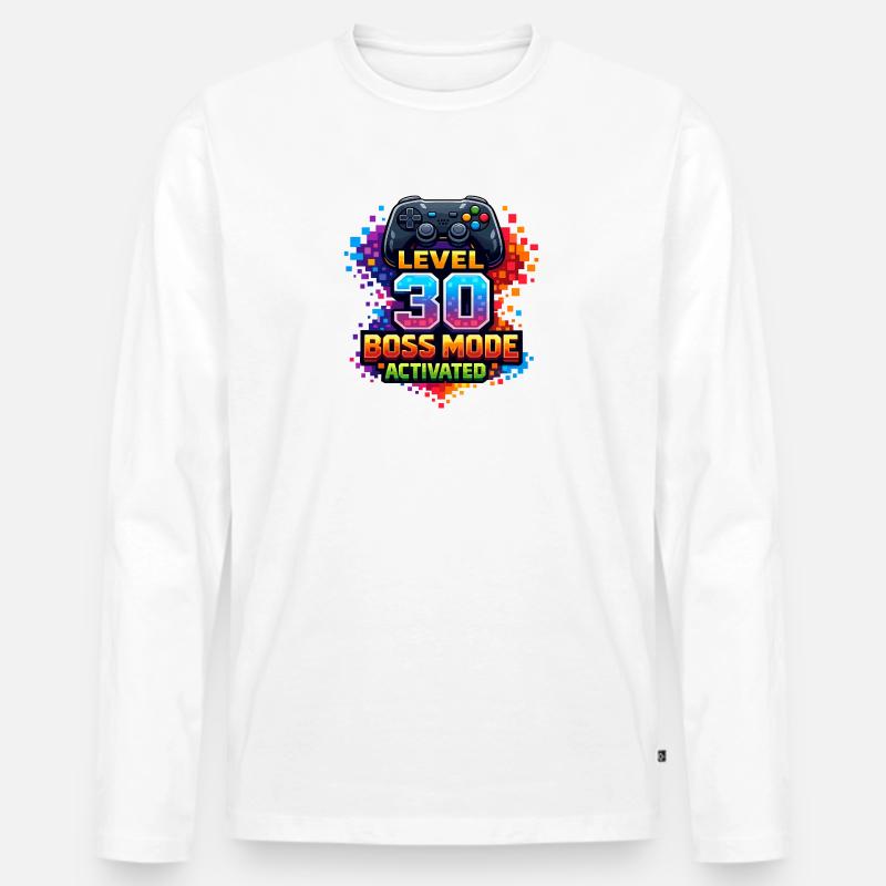Level 30 Bossmodus Aktiviert - Männer Premium Bio Langarmshirt - Weiß
