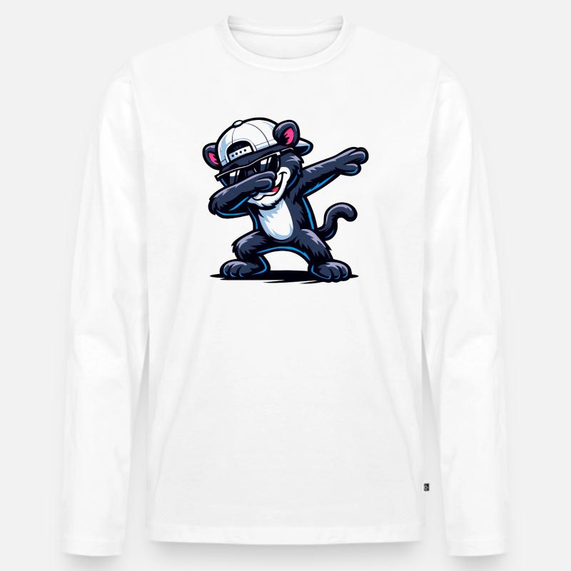 Dabbing Panther - Männer Premium Bio Langarmshirt - Weiß