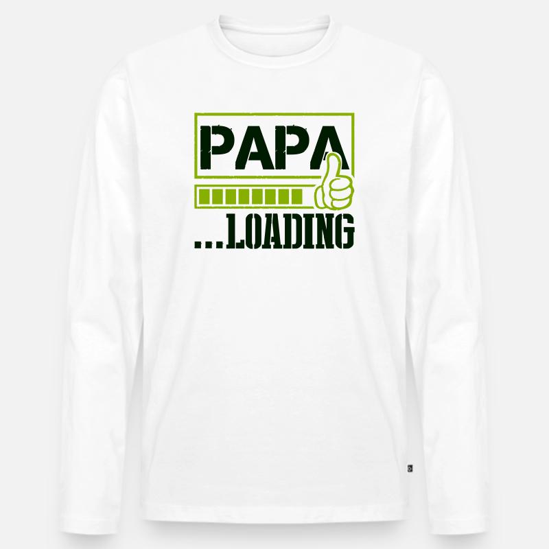 papa_loading- - Männer Premium Bio Langarmshirt - Weiß