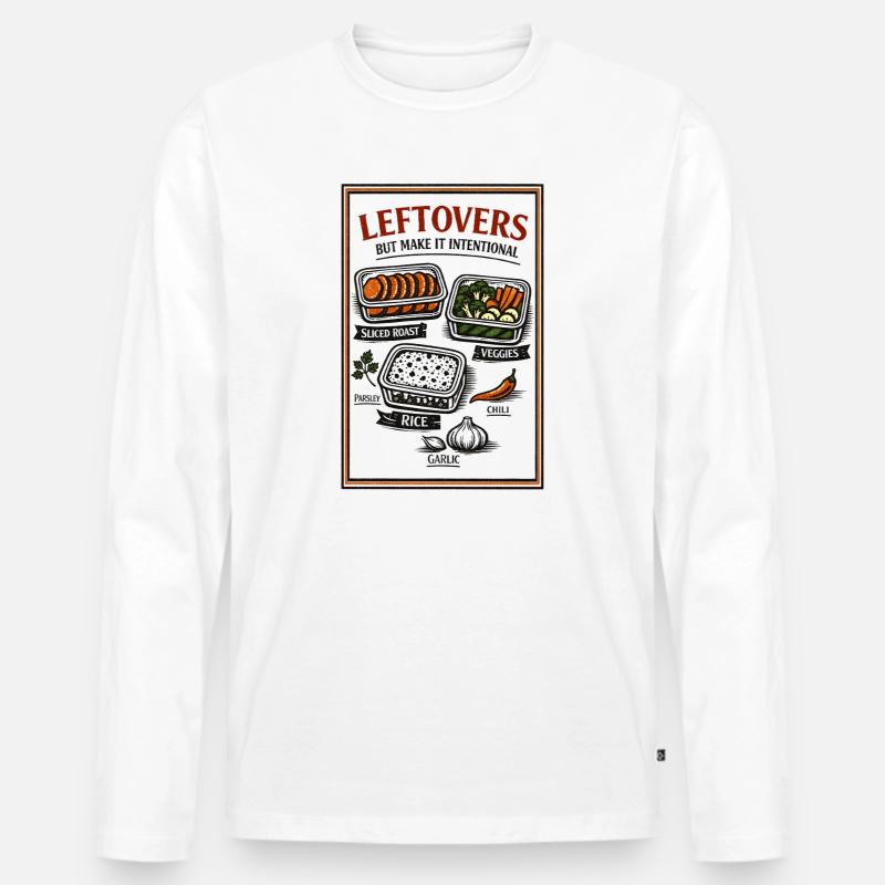 Reste mit Plan | Meal Prep Küche - Männer Premium Bio Langarmshirt - Weiß