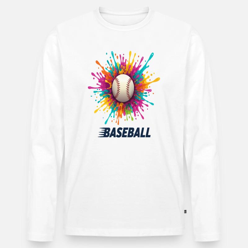 Lebhafter Baseball-Splash-Burst - Männer Premium Bio Langarmshirt - Weiß