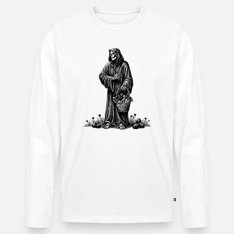 Todesfigur Osterkorb Versteckte Eier Gras - Männer Premium Bio Langarmshirt - Weiß