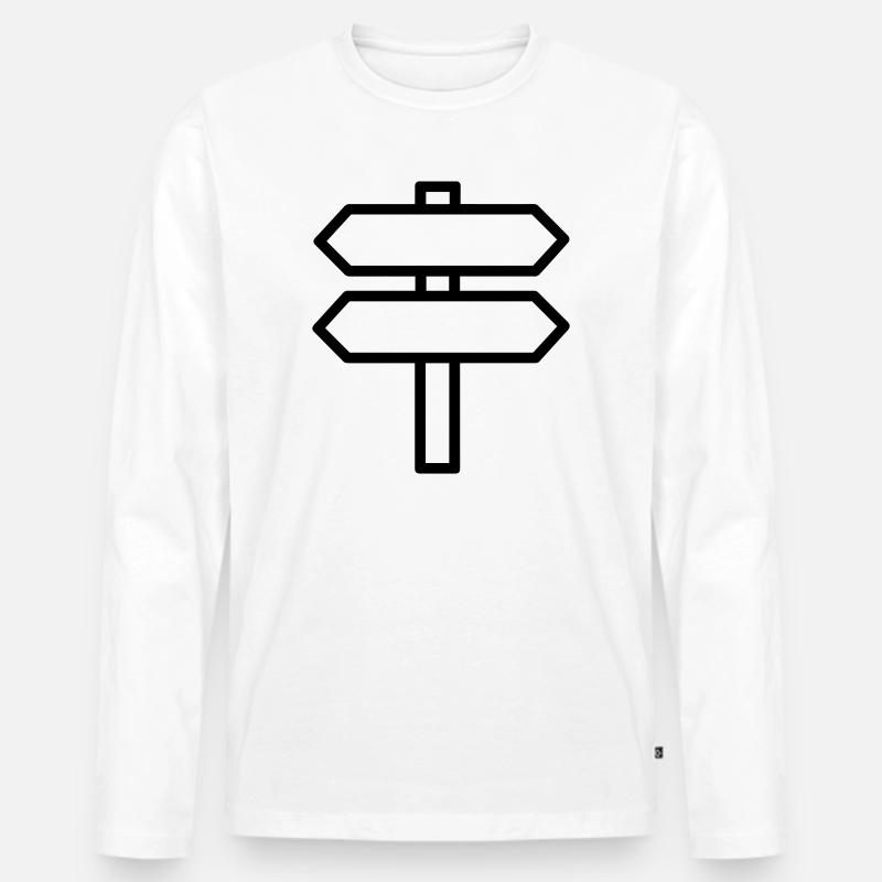 Richtungsschild - Männer Premium Bio Langarmshirt - Weiß