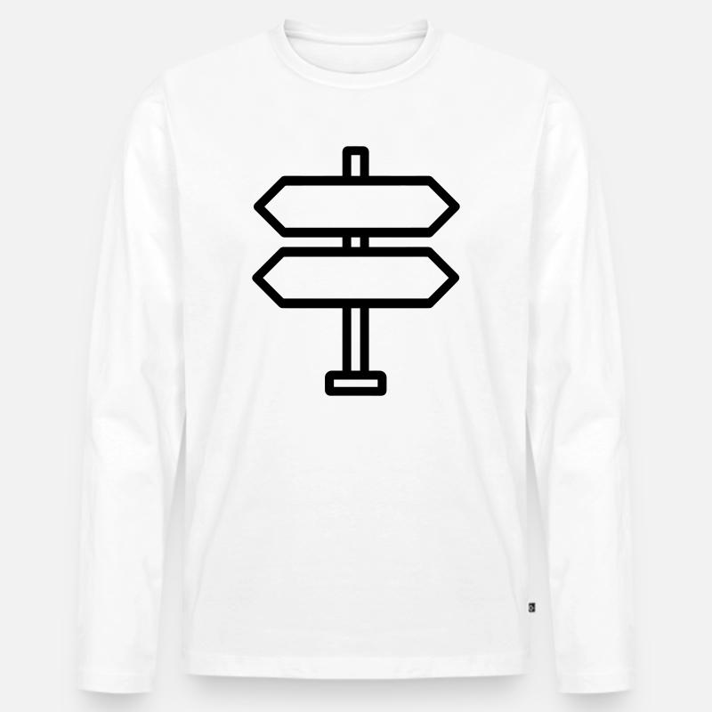 Richtungszeichen - Männer Premium Bio Langarmshirt - Weiß