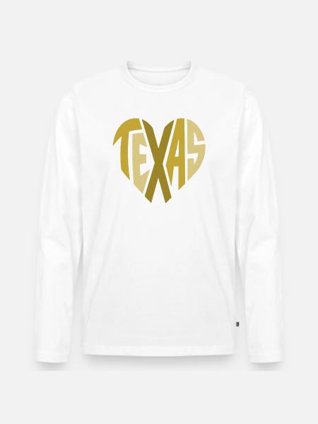 Texas Heart Typography - Men's Premium Organic Long Sleeve Shirt - white