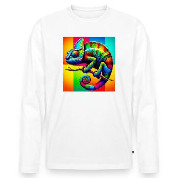 caméléon - T-shirt manches longues Premium bio Homme - blanc - Devant - Nico (187cm)