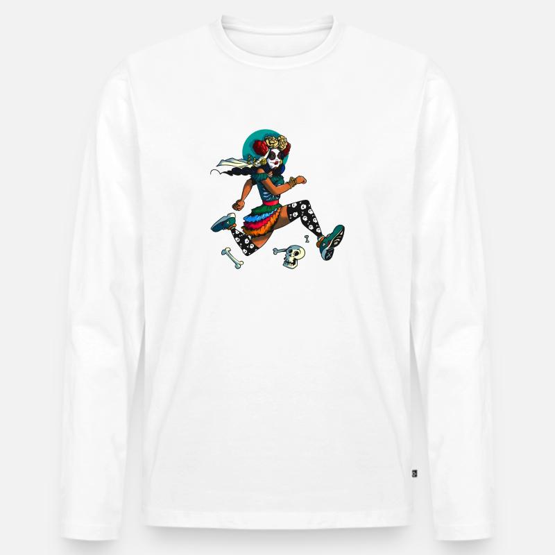 Dia Muertos Runner - Männer Premium Bio Langarmshirt - Weiß