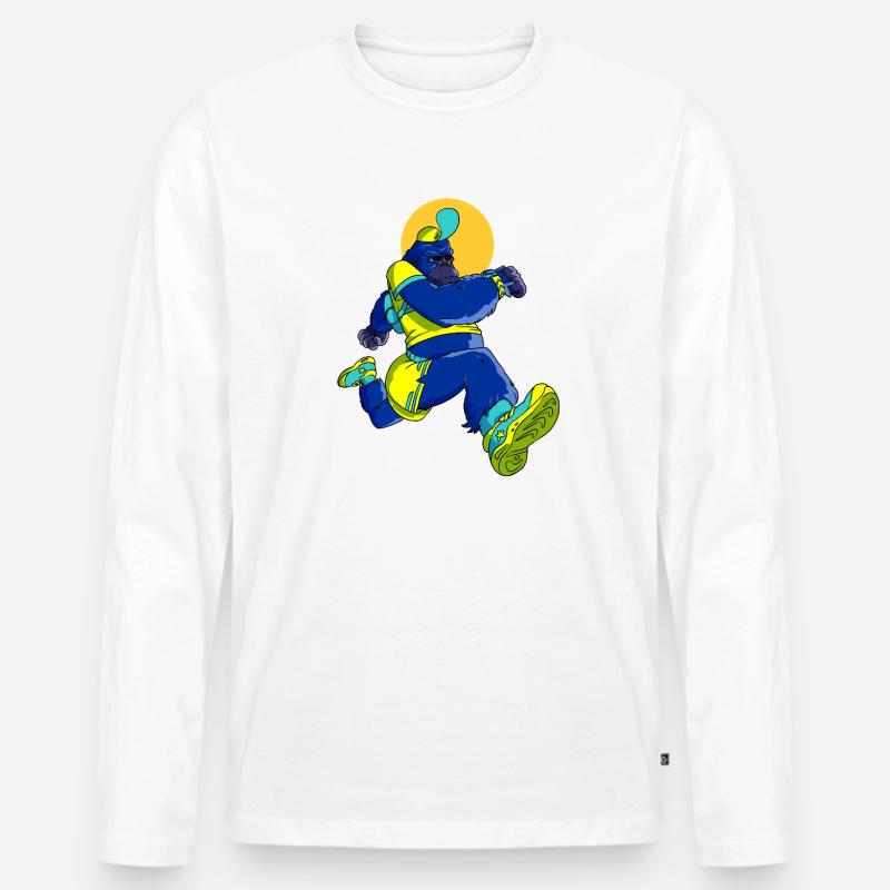 Blauer Gorillaläufer - Männer Premium Bio Langarmshirt - Weiß