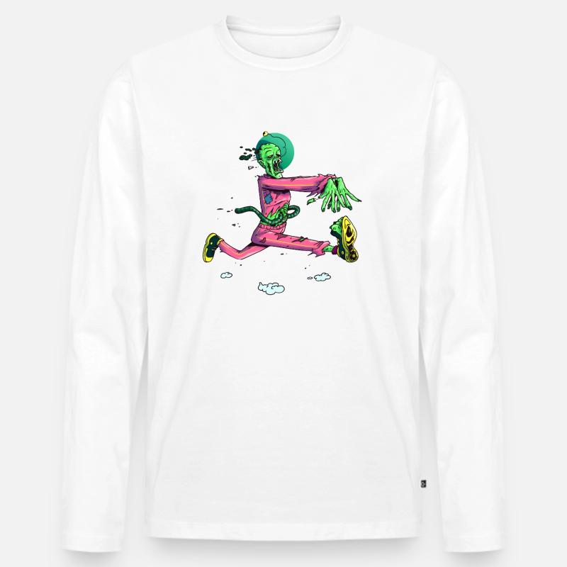 Zombie Runner Neon Pop - Männer Premium Bio Langarmshirt - Weiß