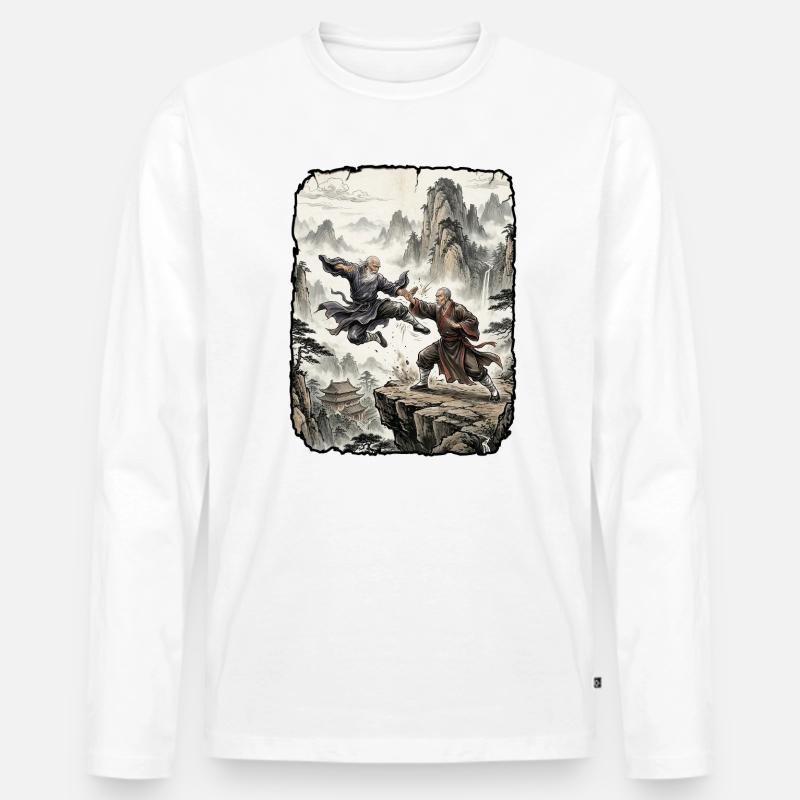 Kung Fu Kampfkunst Tradition - Männer Premium Bio Langarmshirt - Weiß