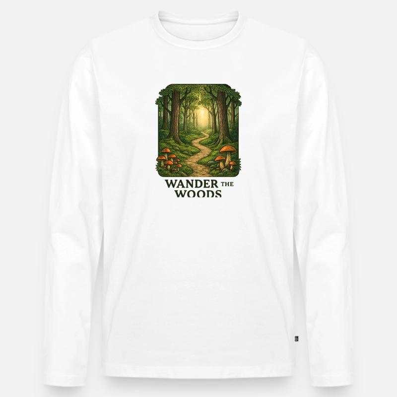 Waldpfad Wander durch den Wald - Männer Premium Bio Langarmshirt - Weiß