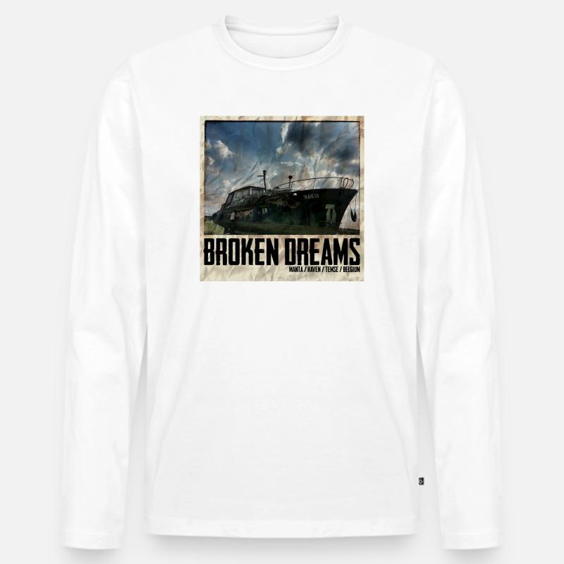 Broken Dreams Boat Art Belgium - Männer Premium Bio Langarmshirt - Weiß
