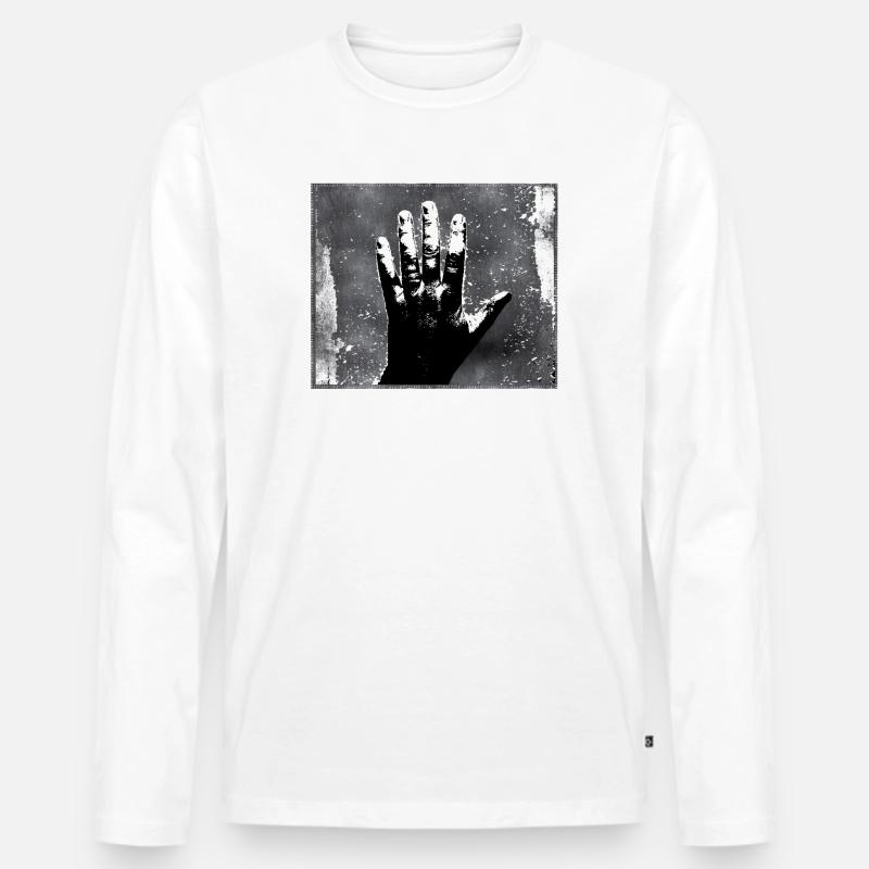 Handsilhouette GrungeMonochrome Stil - Männer Premium Bio Langarmshirt - Weiß