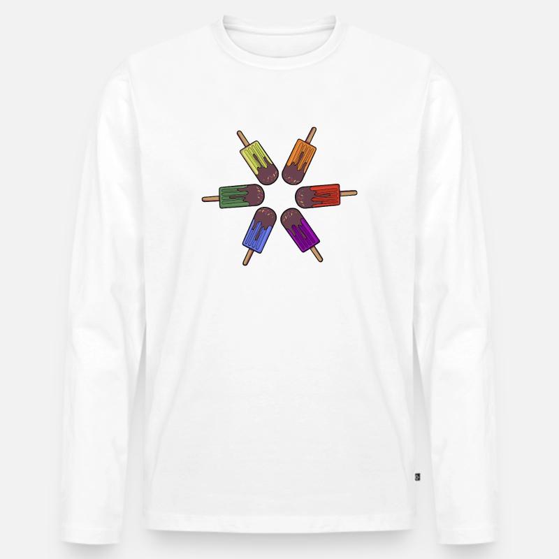 Regenbogen-Eis am Stiel - Männer Premium Bio Langarmshirt - Weiß