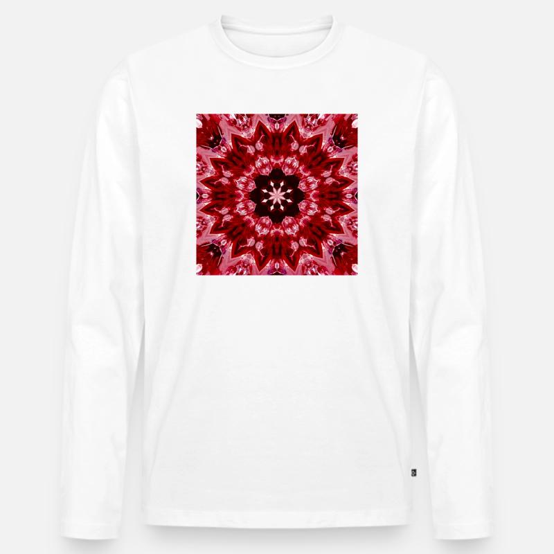 Rotes Mandala Kaleidoskop - Männer Premium Bio Langarmshirt - Weiß
