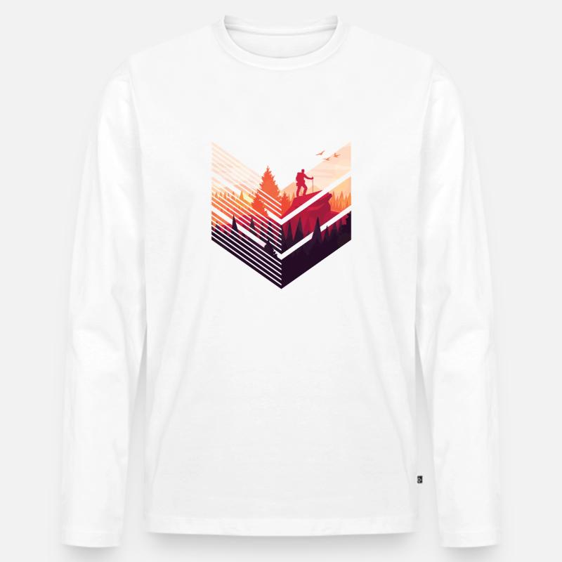 Hiking & Berge - Männer Premium Bio Langarmshirt - Weiß