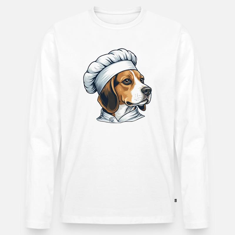 Beagle Koch – Lustiger Hunde Küchenchef - Männer Premium Bio Langarmshirt - Weiß