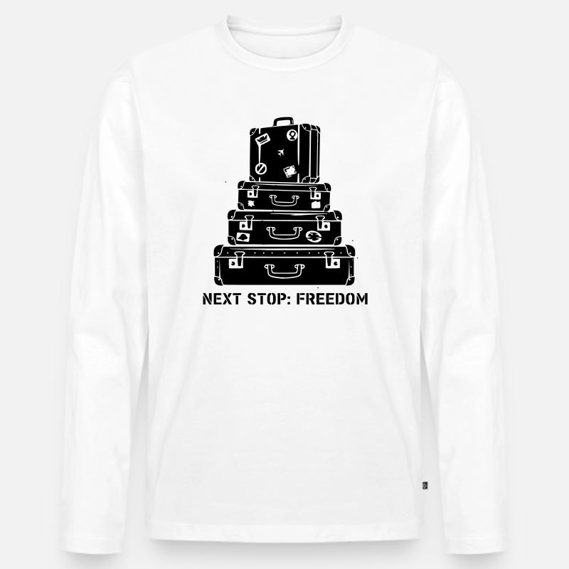 Koffer Stapel Freedom Reise - Männer Premium Bio Langarmshirt - Weiß