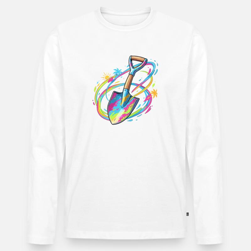 Farbexplosion Gartenschaufel Illustration - Männer Premium Bio Langarmshirt - Weiß