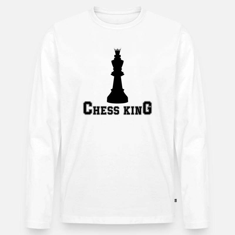 Schach König - Männer Premium Bio Langarmshirt - Weiß