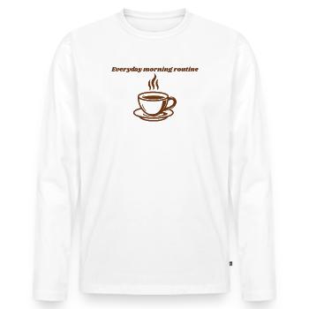 Sigura design Morning routine: steaming cup of coffee - Men's Premium Organic Long Sleeve Shirt - white - Front - Nico (187cm)
