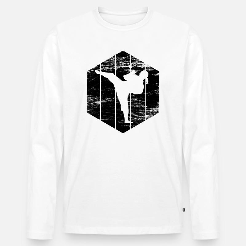 Karateka Mädchen - Männer Premium Bio Langarmshirt - Weiß