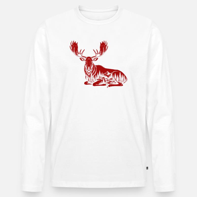 Alce - Maglia a manica lunga ecologica premium da uomo - bianco