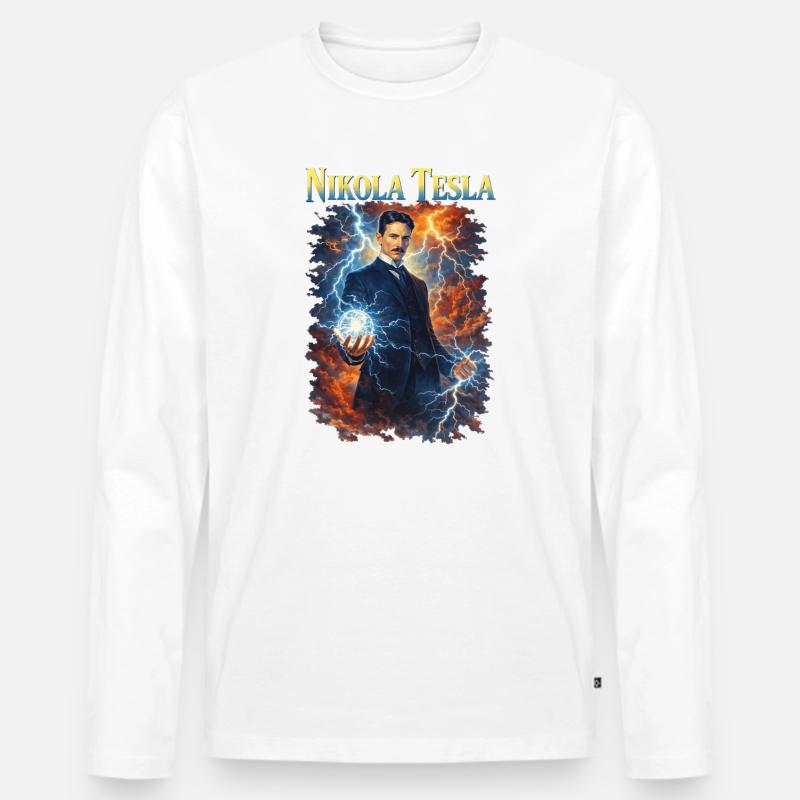 Nikola Porträt - Männer Premium Bio Langarmshirt - Weiß