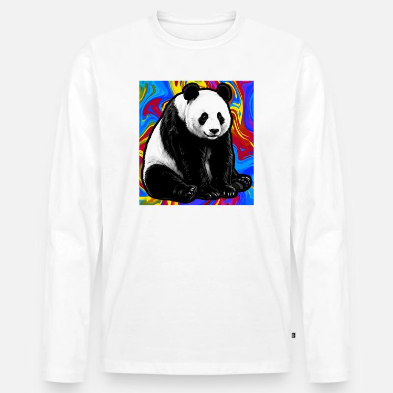 Panda - Männer Premium Bio Langarmshirt - Weiß
