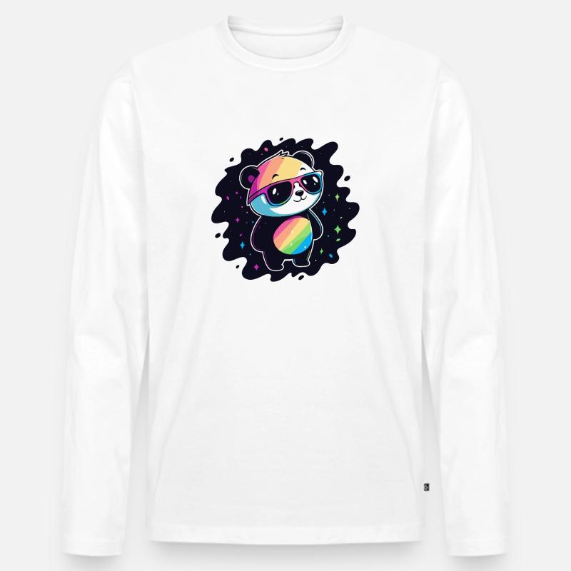 Panda Rainbow Galaxy Cool Glasses - Men's Premium Organic Long Sleeve Shirt - white