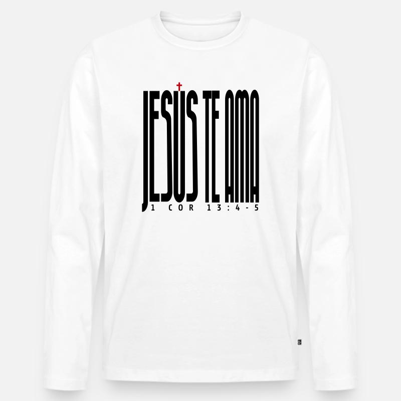 Jesus liebt dich 2 - Männer Premium Bio Langarmshirt - Weiß