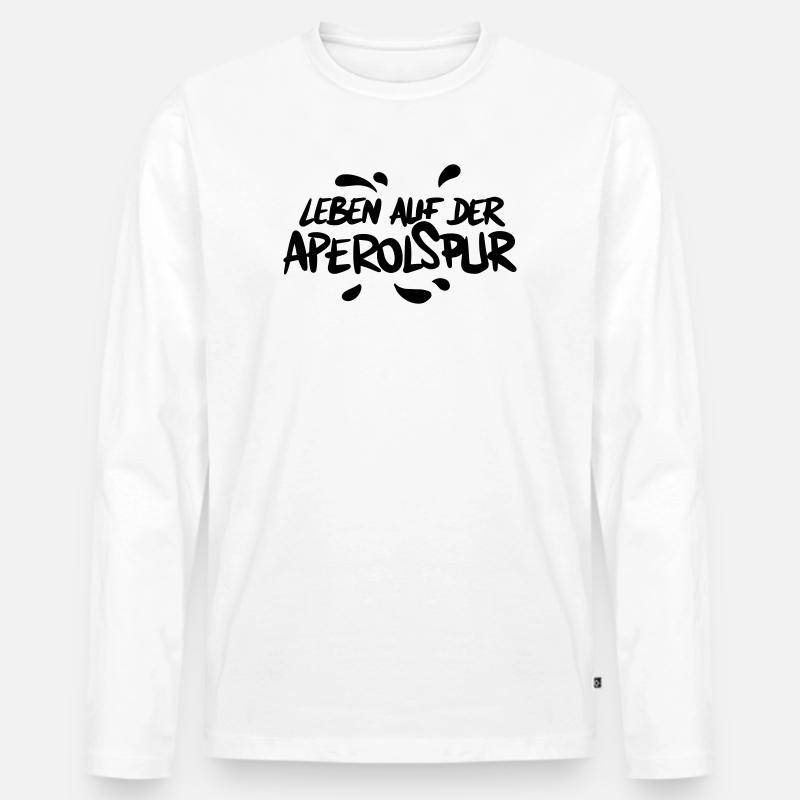 Leben auf der Aperolspur Spruch - Männer Premium Bio Langarmshirt - Weiß