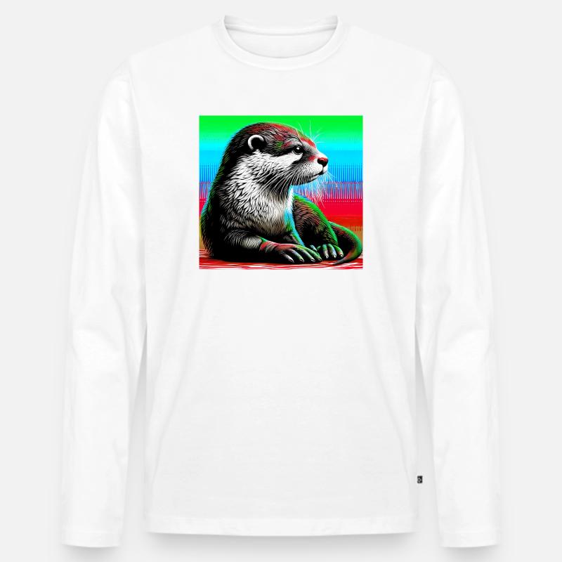 Otter - Männer Premium Bio Langarmshirt - Weiß