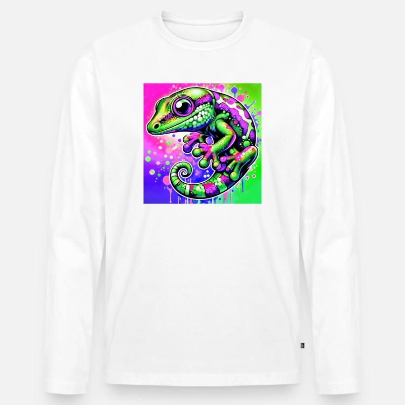 Gecko - Männer Premium Bio Langarmshirt - Weiß