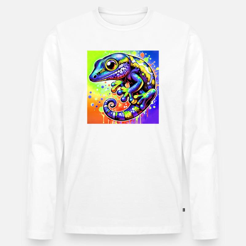 Gecko - Männer Premium Bio Langarmshirt - Weiß