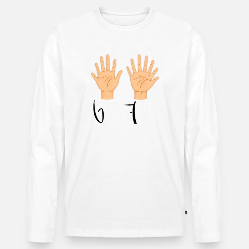 Double Open Hands Illustration - Männer Premium Bio Langarmshirt - Weiß