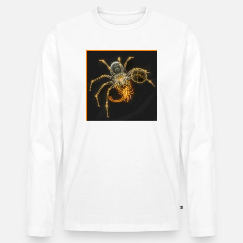 Neon-Spinne mit funky Tails - Männer Premium Bio Langarmshirt - Weiß