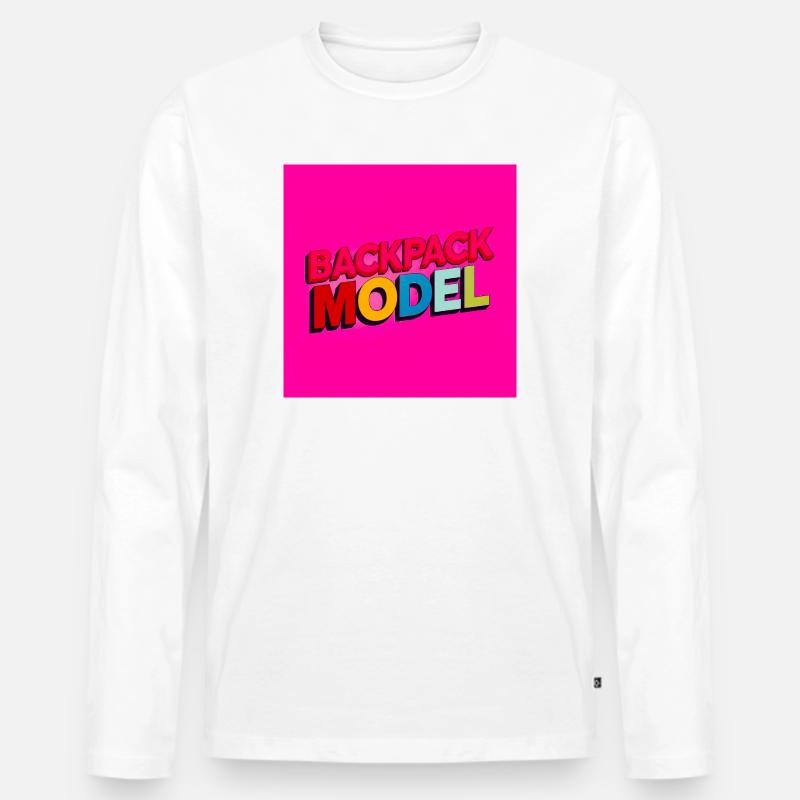 Rucksackmodell Neon-Text - Männer Premium Bio Langarmshirt - Weiß