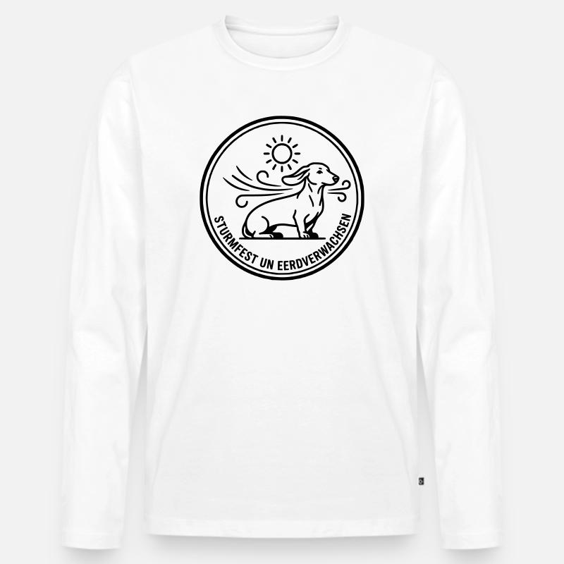 Sturmfest Dackel Badge - Männer Premium Bio Langarmshirt - Weiß