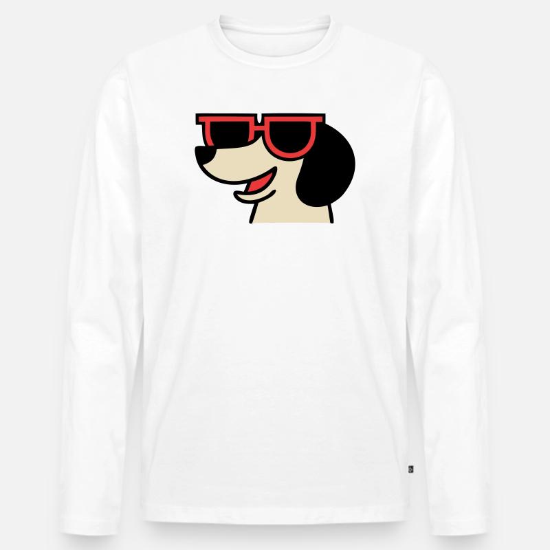 Cooler Dackel Brille Chef - Männer Premium Bio Langarmshirt - Weiß