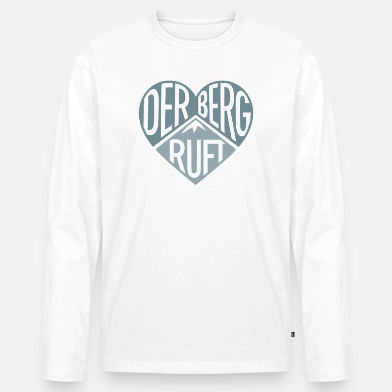 Der Berg ruft - Herzdesign - Männer Premium Bio Langarmshirt - Weiß