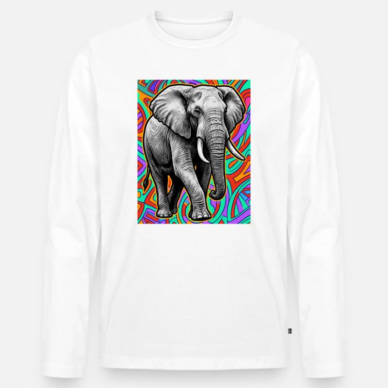 Elefant - Männer Premium Bio Langarmshirt - Weiß