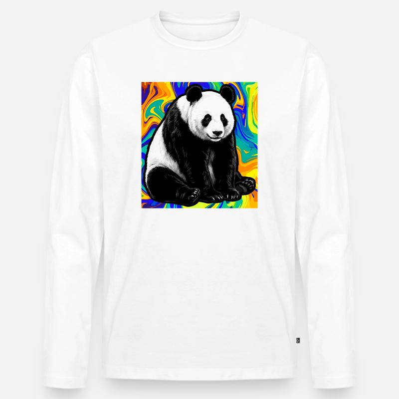 Panda - Männer Premium Bio Langarmshirt - Weiß