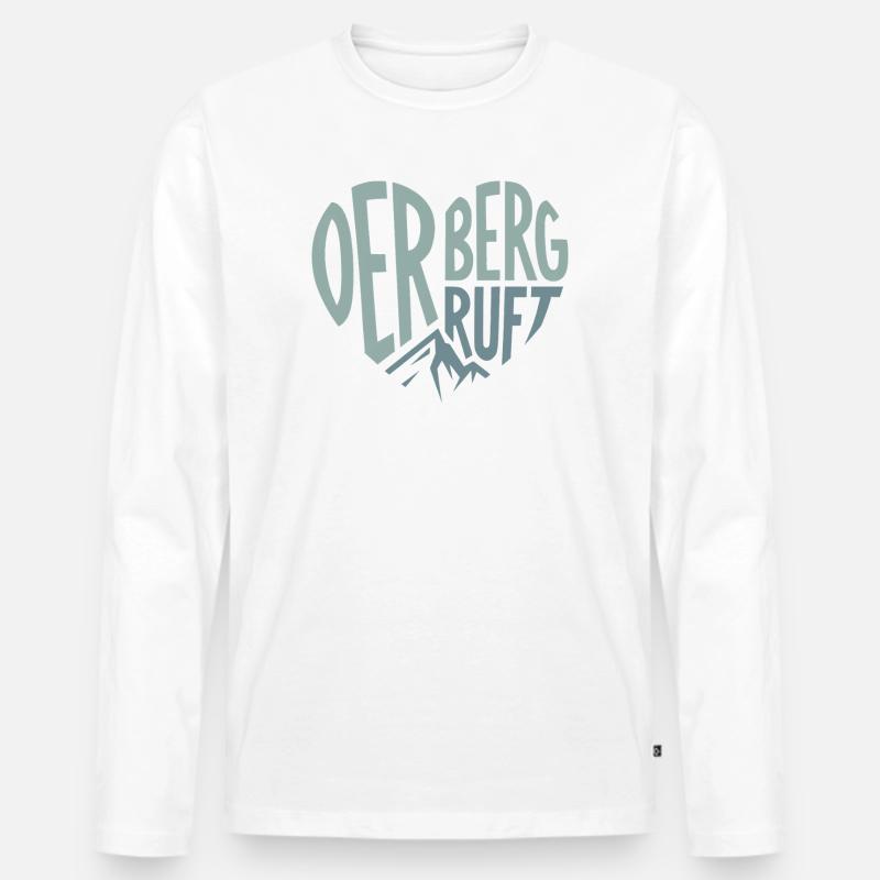 Der Berg ruft Herzmotiv Gipfel - Männer Premium Bio Langarmshirt - Weiß