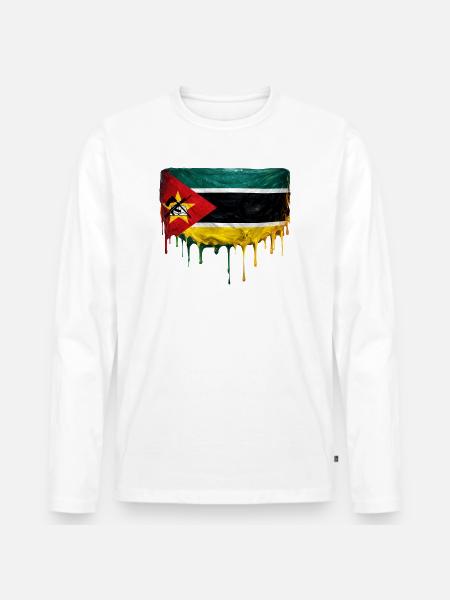 Mozambique Flaggen-Gemälde Tropfen - Männer Premium Bio Langarmshirt - Weiß