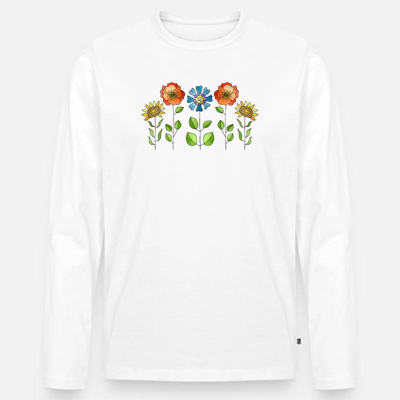 Blumen - Männer Premium Bio Langarmshirt - Weiß