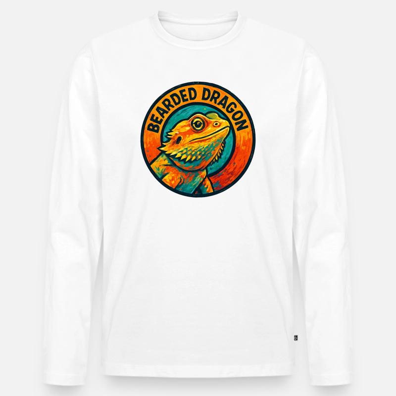 Bwearing Agame Lizard Style Bunte Gravur - Männer Premium Bio Langarmshirt - Weiß